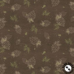 P&B Textiles Lodge Life Pinecone Linework Toss Brown