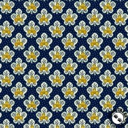 Henry Glass Love Struck Leafy Blossoms Navy