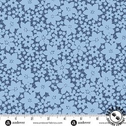Andover Fabrics Colored Me Whispered Laced Blooms Blue Cotton
