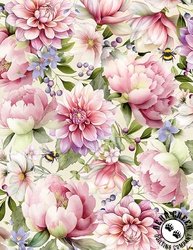 Wilmington Prints Fleur Amour 108 Inch Wide Backing Fabric Packed Florals Cream