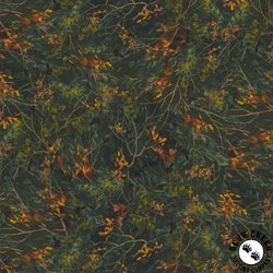 P&B Textiles Autumn Retreat Leafy Texture Dark Green