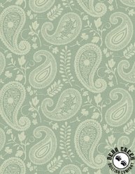 Wilmington Prints Daisy Days Paisley Green Tonal