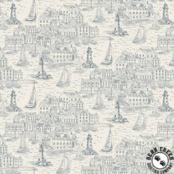 Andover Fabrics High Tide Harbour View Cream Andover Fabrics High Tide Harbour View Cream