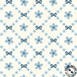 Henry Glass Pocketful of Posies Trellis Bows Cream Blue