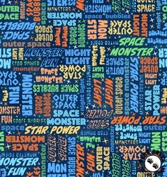 Maywood Studio Space Monsters Monster Words Dark Navy/Multi Maywood Studio Space Monsters Monster Words Dark Navy/Multi
