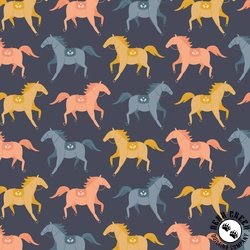 Cloud9 Fabrics Petals and Pony Luck Canter Navy