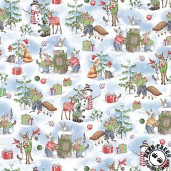 P&B Textiles Frost and Fable Festive Scenic Light Blue