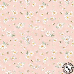 Clothworks Daisy Field Daisies and Bees Light Coral Clothworks Daisy Field Daisies and Bees Light Coral