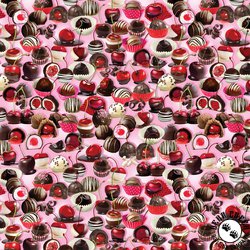 Benartex Cherry Hill Cherry Chocolates Pink