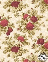 Wilmington Prints Crimson Majesty Floral Cream