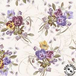 Marcus Fabrics Dandy Pansies Spring Beauties Cream