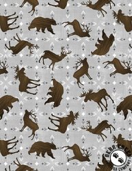 Wilmington Prints Timberland Trails Animal Toss Gray Wilmington Prints Timberland Trails Animal Toss Gray