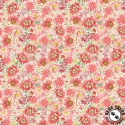 Clothworks Hummingbird Days Packed Floral Coral