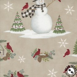 Moda Winter Friends Snowman and Cardinal Allover Fog Moda Winter Friends Snowman and Cardinal Allover Fog