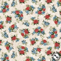 P&B Textiles Farmhouse Americana Tossed Flower Bunches Cream P&B Textiles Farmhouse Americana Tossed Flower Bunches Cream