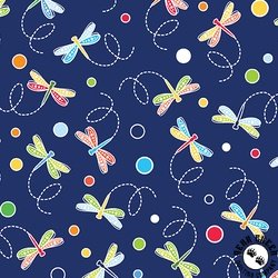 Benartex Rainforest Glow Dragonflies and Dots Royal Benartex Rainforest Glow Dragonflies and Dots Royal