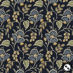 Marcus Fabrics Sturbridge Village Charm Flowers and Berries Navy
