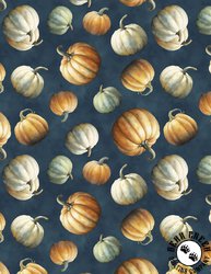 Wilmington Prints Glorious Fall Tossed Pumpkins Blue Wilmington Prints Glorious Fall Tossed Pumpkins Blue