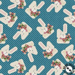 Benartex A Wooly Garden Garden Bunnies Teal