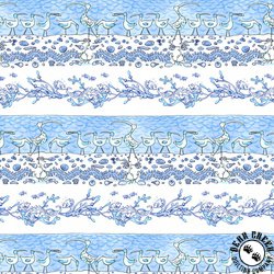 Clothworks Sandy Toes Pictorial Stripe Blue