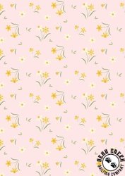 Lewis and Irene Fabrics Joys of Spring Daffodil Delight Pastel Pink Lewis and Irene Fabrics Joys of Spring Daffodil Delight Pastel Pink