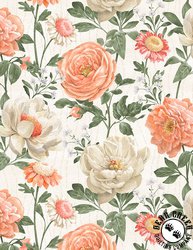 Wilmington Prints Peach Whispers Large Flowers All Over Cream Wilmington Prints Peach Whispers Large Flowers All Over Cream