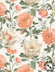 Wilmington Prints Peach Whispers Large Flowers All Over Cream
