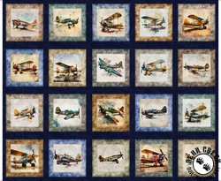 QT Fabrics Flying High Patches Panel Navy