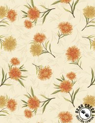 Wilmington Prints Chickadee Charm Floral Toss Cream