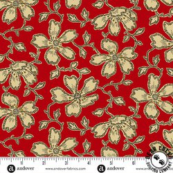 Andover Fabrics Carolina Vermicular Floral Red