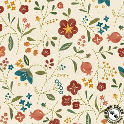 Marcus Fabrics Woolly Whims Large Floral Cream Marcus Fabrics Woolly Whims Large Floral Cream