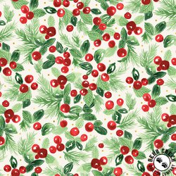 P&B Textiles Joyful Packed Berry Branches Cream