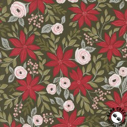 Moda Berry And Pine Poinsettia Party Wintergreen