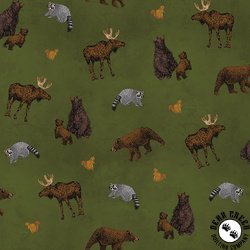 Riley Blake Designs Pine Grove Animal Toss Green Riley Blake Designs Pine Grove Animal Toss Green