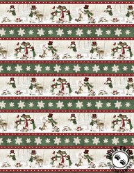 Wilmington Prints Woodland Snowmen Repeating Stripe Multi Wilmington Prints Woodland Snowmen Repeating Stripe Multi