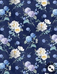 Wilmington Prints Morning Blooms Floral Toss Navy