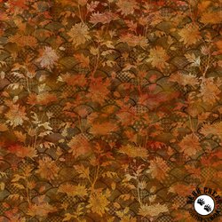 In The Beginning Fabrics Oriental Gardens Fan Floral Rust