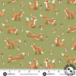 Andover Fabrics Hello Autumn Fox Tales Green