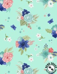 Wilmington Prints Darlin' Garden Large Floral Teal