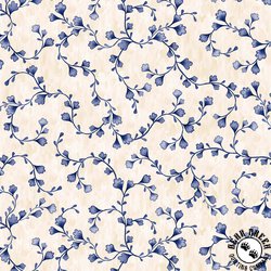 P&B Textiles Vineyard 108 Inch Wide Backing Fabric Vine Scroll Ecru/Navy