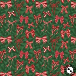 P&B Textiles Christmas Miniatures III Christmas Bows Dark Green