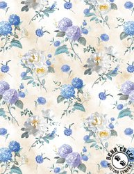 Wilmington Prints Morning Blooms Floral Toss Cream