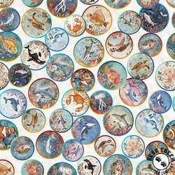 QT Fabrics Deep Sea Dazzle Undersea Medallions Beige QT Fabrics Deep Sea Dazzle Undersea Medallions Beige