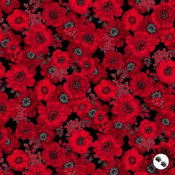 Henry Glass Scarlet Days and Nights Large Floral Red/Black