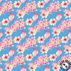 Riley Blake Designs Painted Petals Butterfly Floral Blue Riley Blake Designs Painted Petals Butterfly Floral Blue