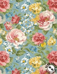 Wilmington Prints Blushing Meadow Packed Floral Blue