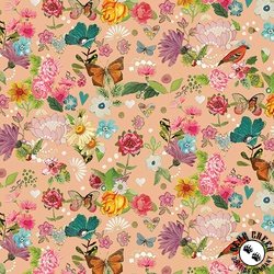 Benartex Follow Your Joy Sunshine Floral Peach Benartex Follow Your Joy Sunshine Floral Peach