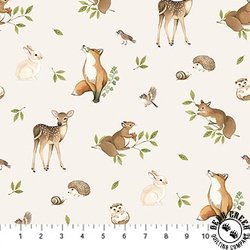 Northcott Woodland Heart Animals Cream/Multi Northcott Woodland Heart Animals Cream/Multi