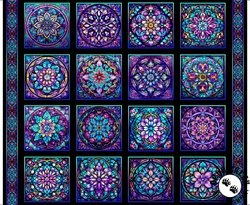 QT Fabrics Royale Stained Glass Patches Panel Black QT Fabrics Royale Stained Glass Patches Panel Black