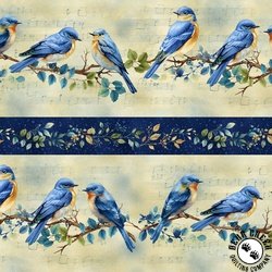 Henry Glass Awakenings Border Stripe Blue